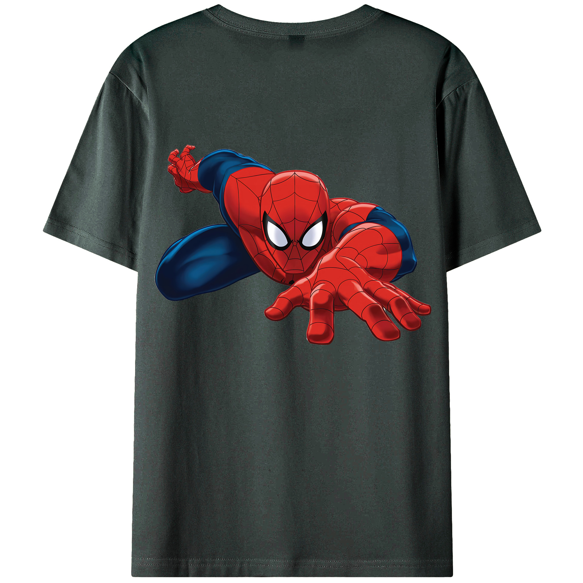 （画像用） Spider Man スパイダーマン 綿100％ メンズ半袖Tシャツ（バックプリント） 通気性